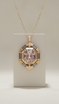Genuine gemstone architectural pendant necklace